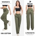 thumbnail image 5 of Women's Cargo Pants Baggy Relaxed Fit Cotton Hiking Work Pants with 6 Pockets Green, 5 of 10