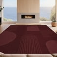 thumbnail image 2 of Design&I 4'x6' Washable Area Rug Flatweave Daily Traffic Ready Deep Burgundy Geometric Modern Abstract Design with Arches and Lines for Dorm Room, Living Apartment, 2 of 7