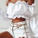 thumbnail image 4 of Mujeres sólido un hombro blusa delgada Sexy manga larga ombligo vestido Tops Fridja  hj5028, 4 of 8