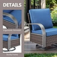thumbnail image 5 of OPOHORO Outdoor Swivel Rocking Glider Chairs Set of 4, Outside All Weather Brown Wicker Patio Rocker Chairs for Porch or Deck, Blue Cushion, 5 of 7
