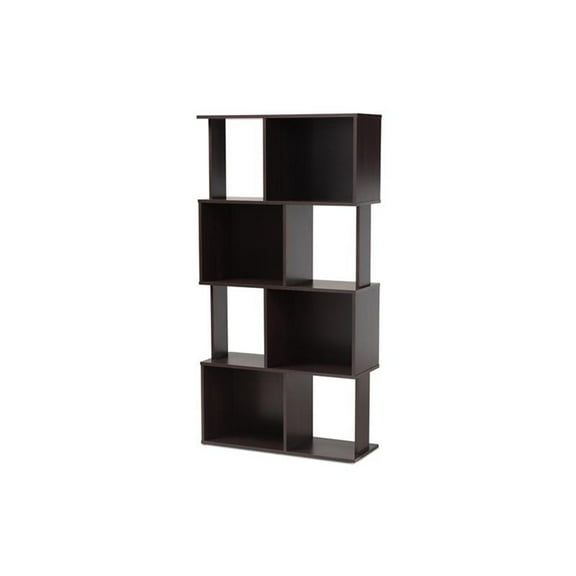 Bowery Hill Dark Brown Finished Geometric Wood Bookshelf