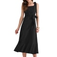 thumbnail image 1 of INSPIRE CHIC Vestido Midi Elegante Sin Mangas con Escote Cuadrado y Volantes en el Dobladillo, Con Aberturas Lateral, Talla XS, Negro, 1 of 5