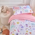 thumbnail image 4 of Juego de ropa de cama para niños pequeños Joyreap Unicornio 107x145 cm Rosa y Azul, 4 of 7