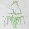 thumbnail image 4 of Women's 2 Piece Floral Tropical Print Bikini Set Boho Triangle Bathing Suit Tie Backless Swimsuit Sets (Light Green,L), 4 of 7