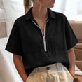 thumbnail image 6 of Enjoytime Women Tops V Neck Collared Half Zip Up Short Sleeve Shirts Summer Casual Work Blouses, 6 of 7