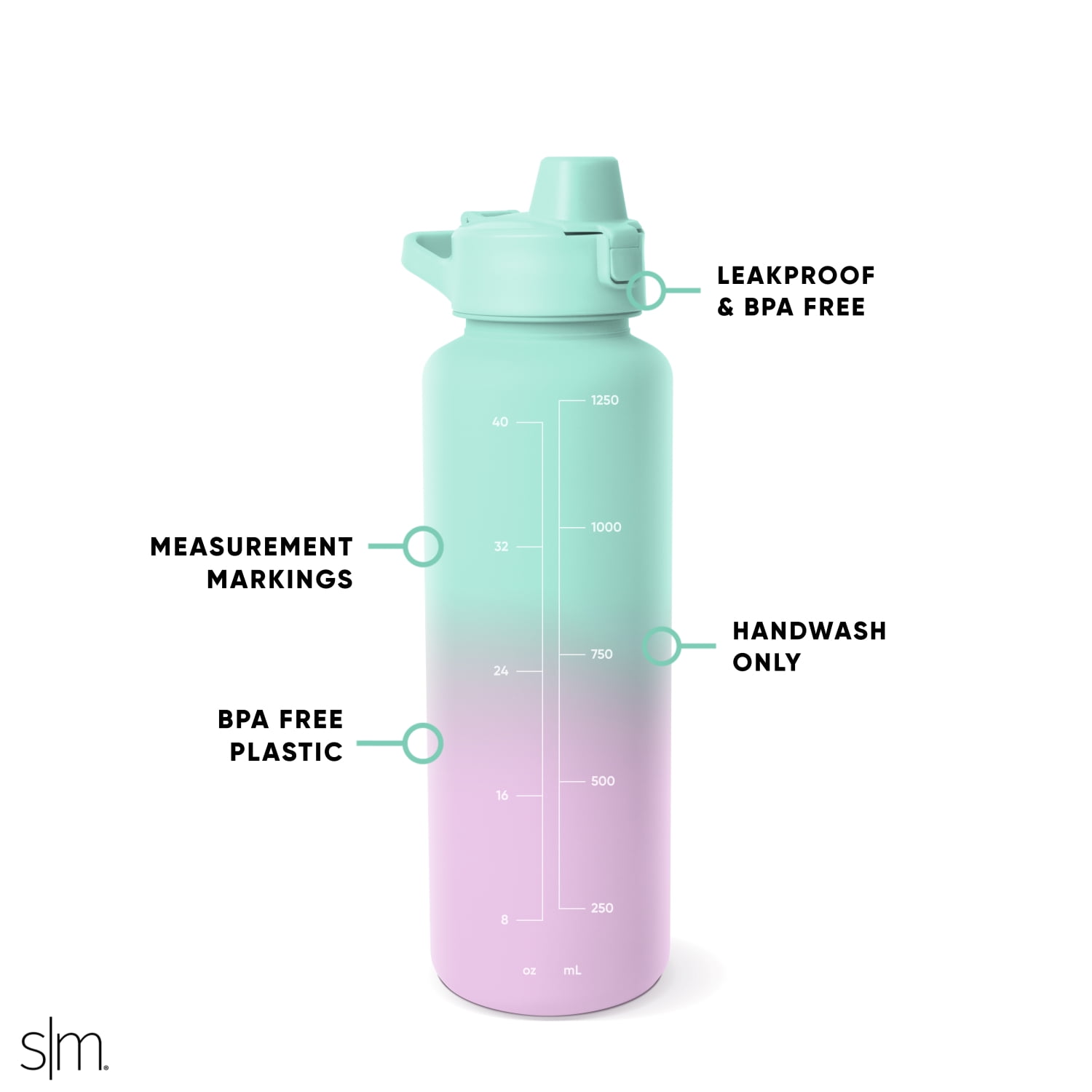 Simple Modern 48 fl oz Reusable Tritan Summit Water Bottle with Silicone Straw Lid|Coastal Lavender