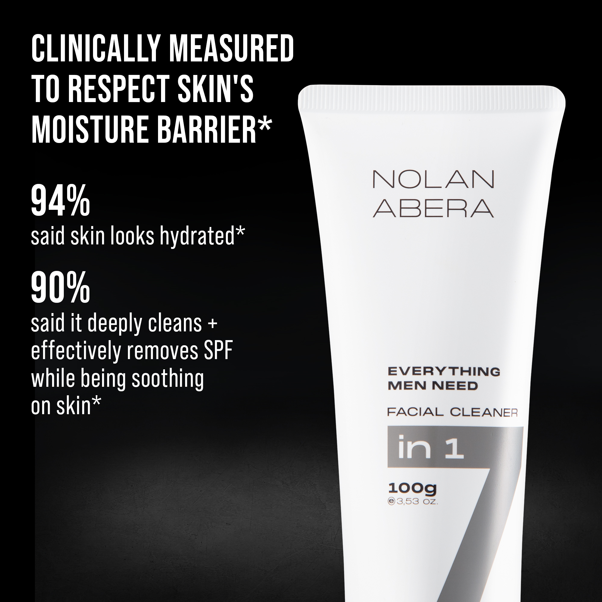 ABERA Nolan Daily Facial Cleanser for Men – Face Wash for Oily & Acne-Prone Skin, Pore Cleansing & Hydration, 3.53oz