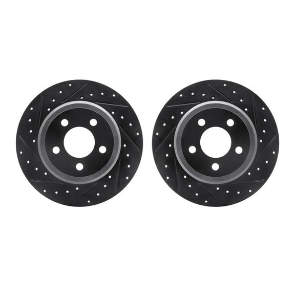 Dynamic Friction Company Rear Brake Rotors-Drilled and Slotted-Black 8002-39019