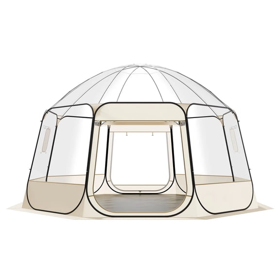 Pop up Bubble Tent, 15 x 13.8 ft Waterproof & UV-Resistant, Clear Camping Tent Shelter, Outdoor Garden Dome Igloo Tents with Windows, 540° Panoramic View, for 12-15 Persons Patio Backyard