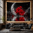 thumbnail image 6 of Red Hibiscus Flowers Before Crescent Moon Dramatic Gothic Style for Flower Lovers Dark Floral Decor Valentine's Day Gift Tapestry Wall Hanging for Bedroom, Living Room and Dorm, 6 of 7