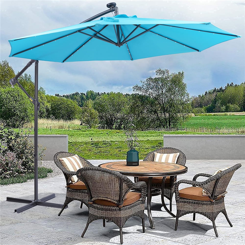 Outdoor Umbrella Clearance, 10FT Offset Patio Umbrella with Solar LED