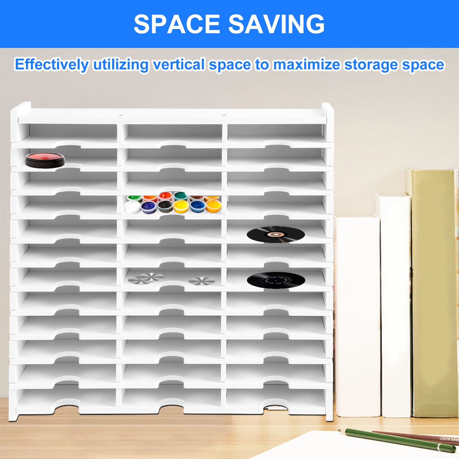 Austok 36 Slots Ink Pad Printing Storage Box Large Capacity Items Plastic Racks for DIY Craft Supplies