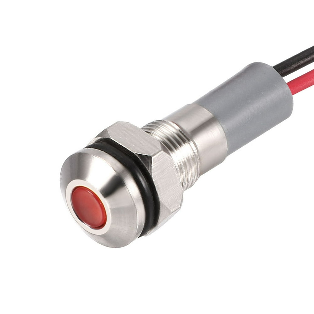 Signal Indicator Light AC/DC 12V24V 6mm, Red LED Metal Shell