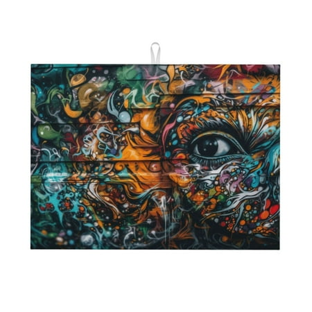 

Coaee Colorful Graffiti Abstract Eye for Kitchen Drying Mat Dish Drying Mats for Kitchen Counter Foldable Water-Absorbent Suitable for Draining Racks
