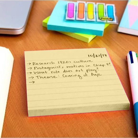 Notes Autocollantes Lignées avec Force pour une Organisation Efficace 80 Feuilles par Bloc-Notes pour Améliorer la Prise de Notes et l'Écriture de Mémos