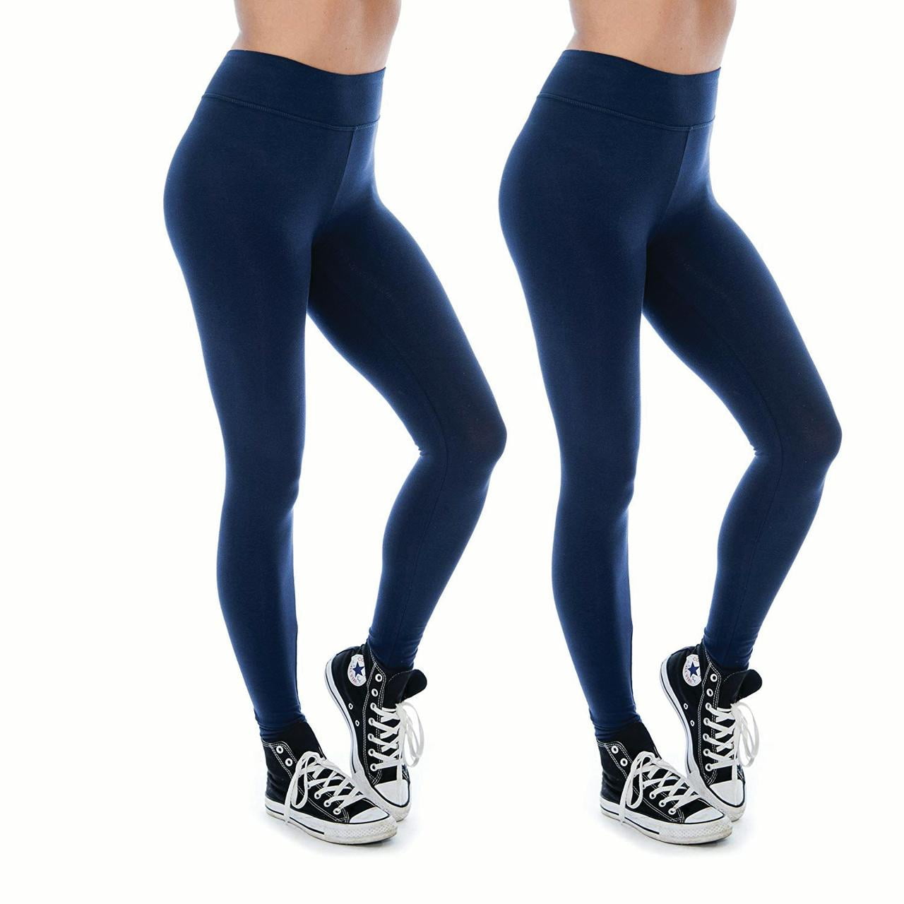 Women & Plus Soft Cotton Active Stretch Ankle Length Lightweight Leggings : 2PK-Navy/Navy (Ankle Length), 1X