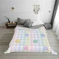 thumbnail image 2 of YFYANG Lightweight Warm Flannel Blanket, Colorful Plaid Floral Pattern Throw Blanket for Bed, Sofa, Travel, Camping, 80"x60", 2 of 7