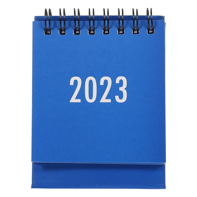 Shisuyan Mini Calendrier de Bureau Bleu Lot de 1 Base Triangulaire 3.9 Po Design à Spirale