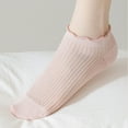 thumbnail image 4 of Women's Ribbed Ankle Socks with Ruffle Lettuce Trim Cuff Soft Breathable Knit 3-Pack - One Size Fits Most, Multicolor 2, 4 of 7