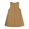 thumbnail image 2 of LittleSpring Toddler Girls School Uniform Jumper Dress 3T Khaki Cotton Round Neck Pleated Hem Bow Back Zipper Sleeveless Jumper Dress, 2 of 6