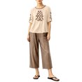 thumbnail image 7 of IUYRTFE Women's Embroidered Short Sleeve Top and Cropped Pants Set with Pockets Cotton Linen Blend Casual Two Piece Outfit, 7 of 7