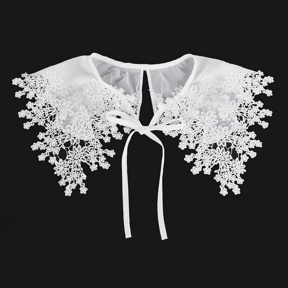 White Lace Collar Embroidered Lace Neckline Collar Floral Detachable Blouse False Collar Trim Decorative Collar for Women and Girls Costume Sewing