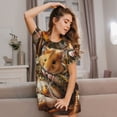 thumbnail image 3 of Pofeuu Modern Floral Guinea Pig Print Women's Loose Fit Short Sleeve Nightgown, Comfortable Sleep Dress for Women, Casual Lounge Sleepwear, Soft Cotton Sleep Dress, 3 of 6