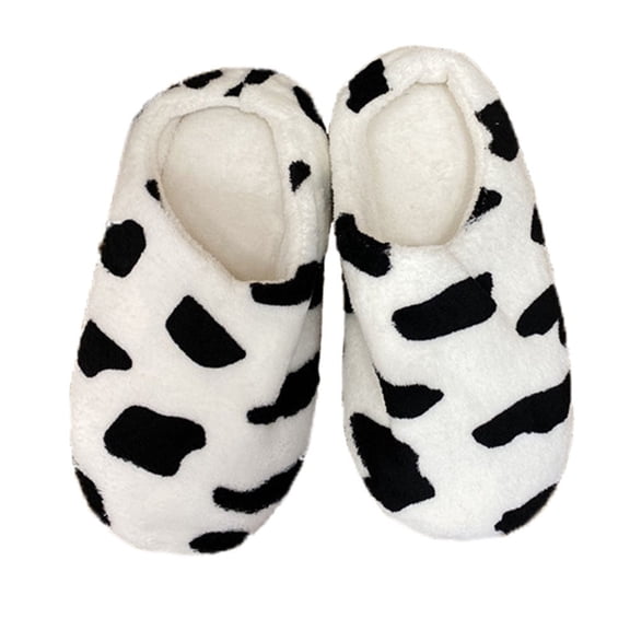 OFFIGAM 1 Pair of Cow Slippers Adorable Design Indoor Slippers for Students in Black White