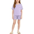 thumbnail image 4 of Cethrio Girls Short Sleeve Pajama Sets, Pullover Two Piece Comfy Summer Sleepwear Loungewear Purple Size 10-12, 4 of 4
