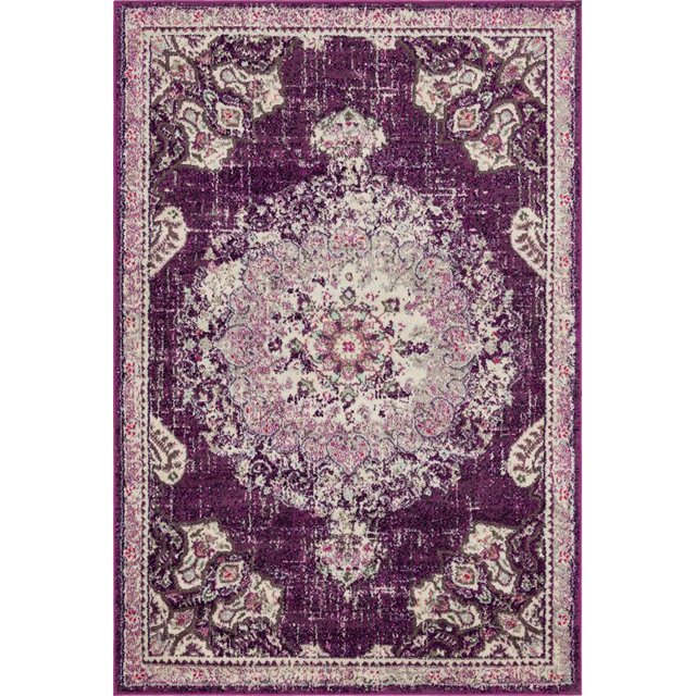 Unique Loom Penrose Center Medallion Rug5' 3 x 7' 7 Rectangle Purple/Beige