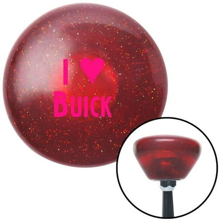 American Shifter Pink I Love Buick Red Retro Metal Flake Shift Knob with M16 x 1.5 Insert Shifter Auto Brody