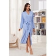 thumbnail image 3 of U2SKIIN Womens Robes, Lightweight Full Length Bathrobe Soft Spa Knit Casual Sleepwear,(Light Blue,S), 3 of 5