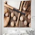 thumbnail image 1 of Baseball Tapestry, Sports Themed Close up Photo of Bats Balls and Gloves Top Vista, Fabric Wall Hanging Decor for Bedroom Living Room Dorm, 5 Sizes, Brown Pale Brown, by Ambesonne, 1 of 1