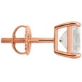 thumbnail image 4 of 14K Solid Rose Gold Stud Earrings | Princess Cut Cubic Zirconia | Screw Back Posts | 3.0 CTW | With Gift Box | Everyday Elegance, 4 of 8