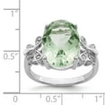 thumbnail image 2 of 925 Sterling Silver Rhodium Green Quartz and Diamondond Ring Size 7, 2 of 2