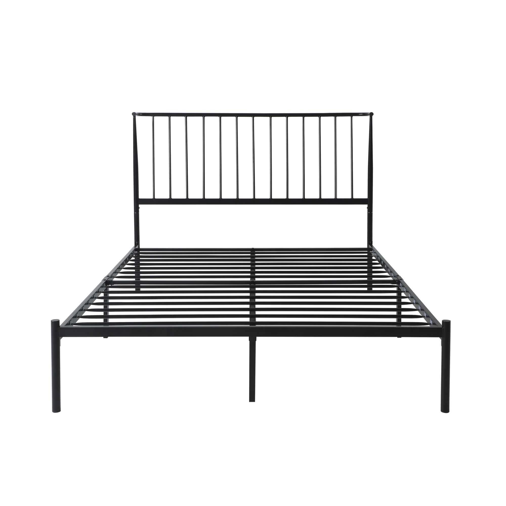 Weston Home Belisse Metal Platform Full Bed with Curved Metal Headboard, Black