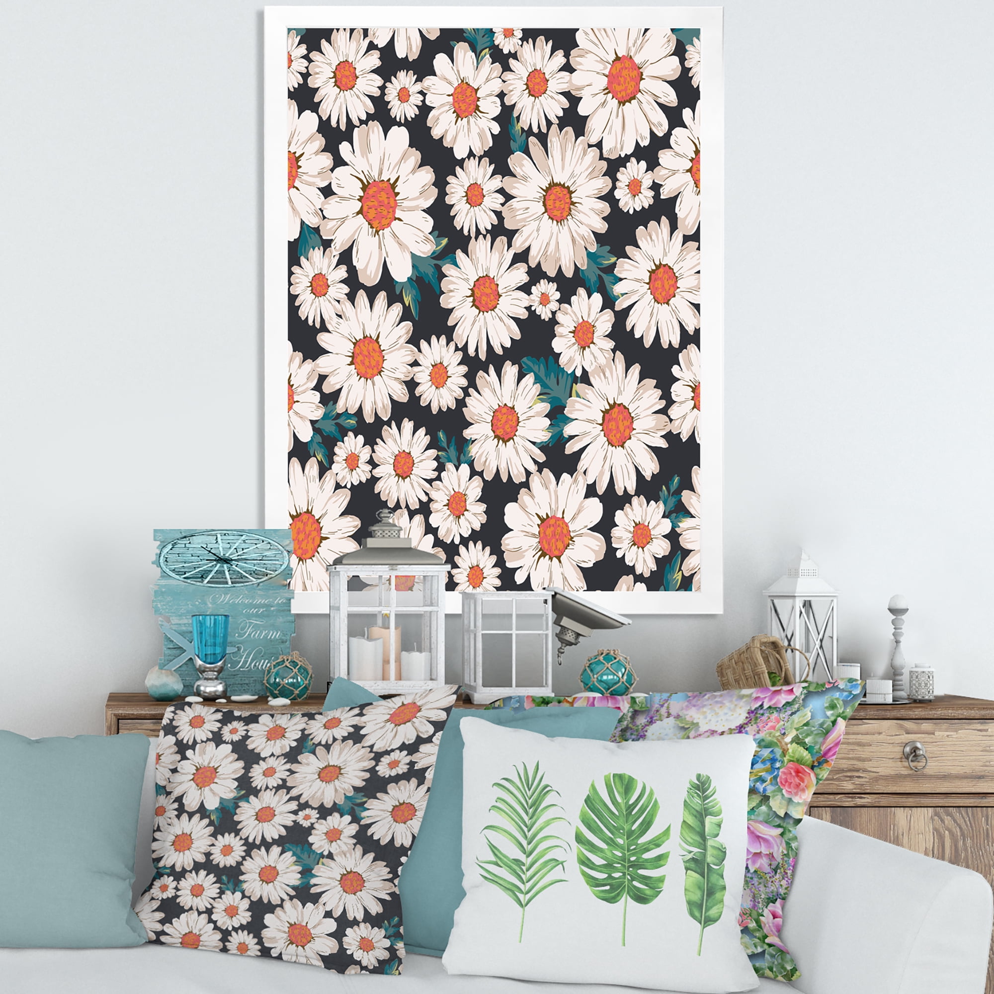 Designart 'Prolific of White Daisy Flowers' Traditional Framed Art Print
