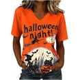 thumbnail image 2 of Jsaierl Womens Halloween Shirts Cute Witch Print Tees Fall Work V Neck T-Shirts Short Sleeve Dressy Casual Blouse Tops Halloween Party Supplies,Sizes S-2XL, 2 of 7