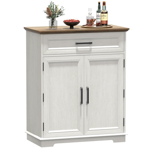 FAGAGA Modern Coffee Bar Cabinet with Storage, 36" Kitchen Buffet Cabinet with Storage Door, Farmhouse Wood Sideboard with Drawer for Kitchen, Dining Room, Reception Room | White