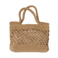 thumbnail image 1 of Portable Beach Bag Cotton Thread Hand-crocheted Bag Handmade Shoulder Bag Large Capacity Messenger Bag (Light Brown), 1 of 8