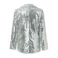 thumbnail image 4 of YDFCWXW Women's Shiny Sequin Open Front Blazer Coat Lapel Long Sleeve Cardigan Jacket 2025 Fall Silver, XL, 4 of 9