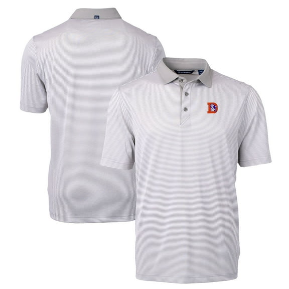 Men's Cutter & Buck Gray Denver Broncos Big & Tall Virtue Eco Pique Micro Stripe Recycled Polo