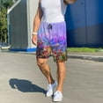 thumbnail image 7 of Bixox Men's Colorful Purple Cosmos Flower printed lightweight casual shorts, soft sleep shorts with pockets., 7 of 7