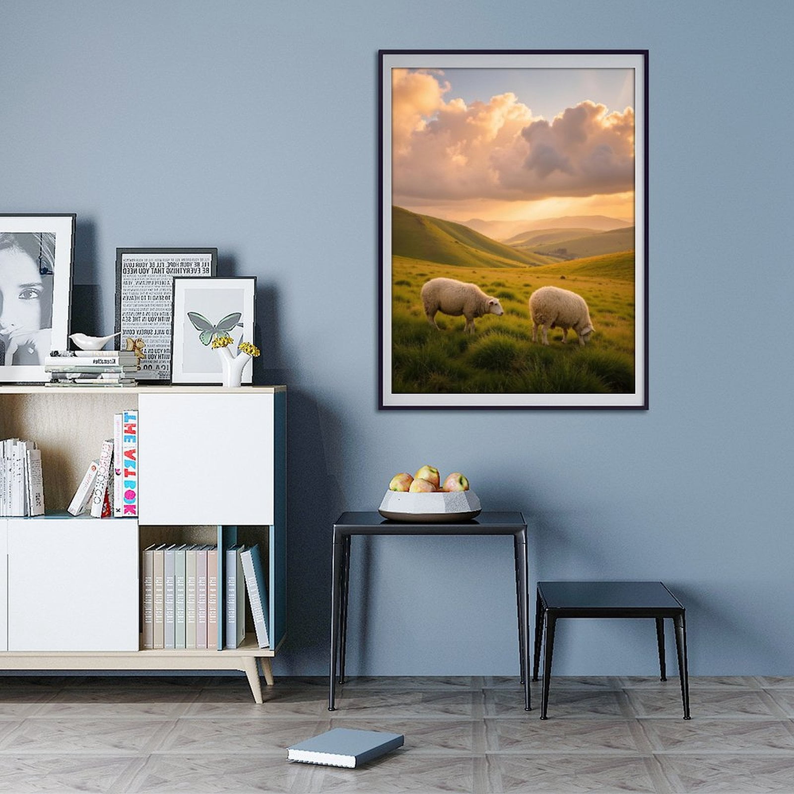 Diamond Art Kit for Adults, Sheep Grazing Rolling Hills Sunset Diamond Painting for Adults Beginners, DIY Diamond Art Painting Kits, 5D Diamond Painting Crafts for Home Decor 12x16 Frameless