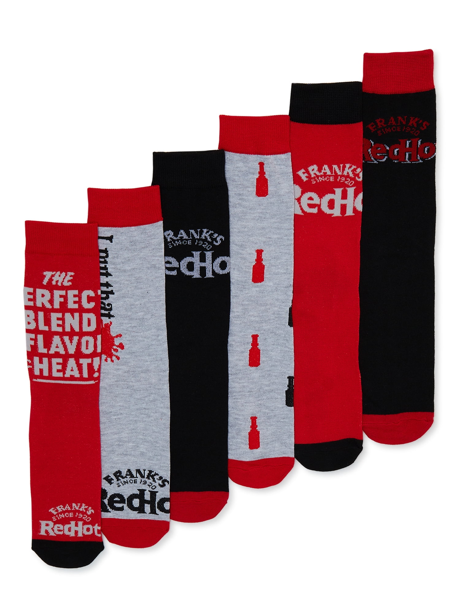 Franks RedHot Sauce Men's Crew Socks, 6Pack
