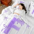 thumbnail image 4 of Castle Fairy Personalized Initial Letter F 7-Piece Twin Bedding Sets for Children Women Men,Bow Tie Stripes Bedding Comforter Set,Monogrammed Alphabet Breathable Sheet Sets,Breathable Home Decor, 4 of 8