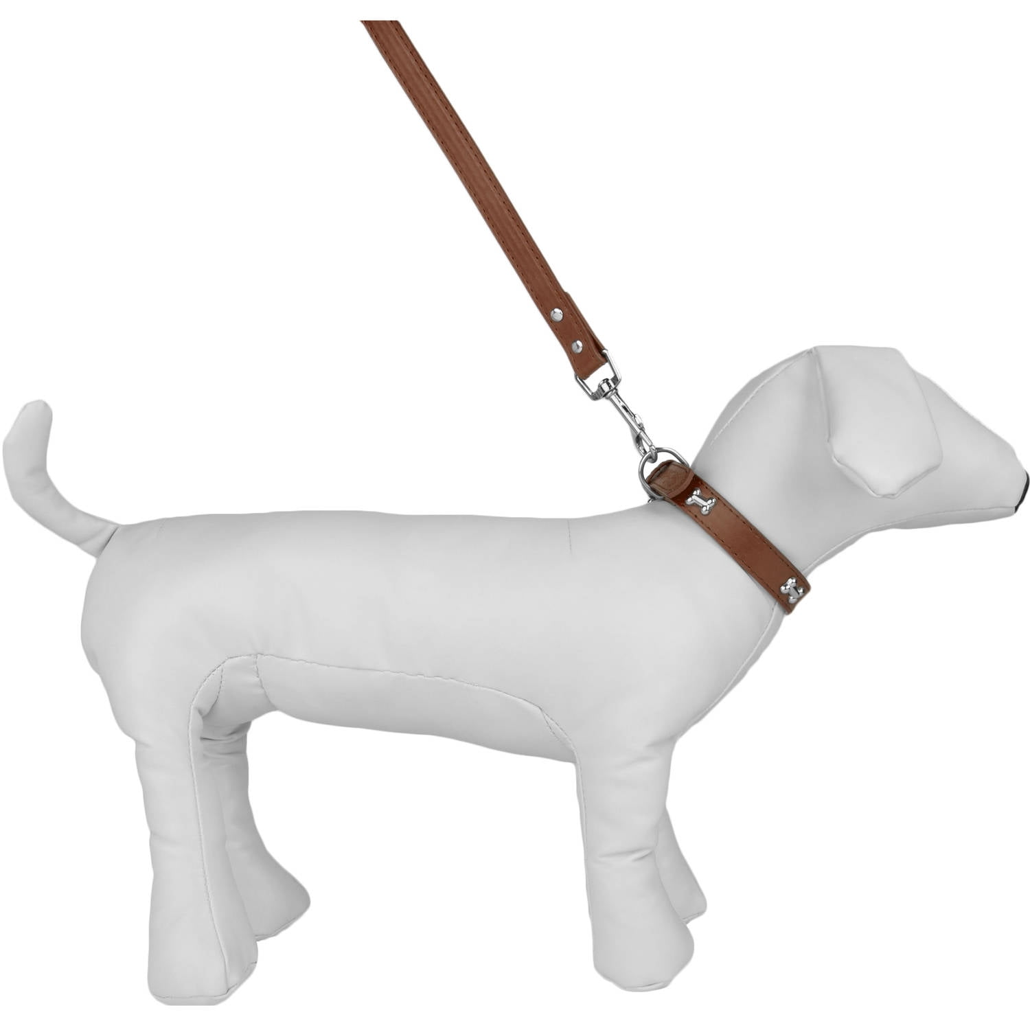 CUECUEPET Embellished Bone Charm Dog Collar and 44.5 inch Leash for Walking [Multiple Sizes]