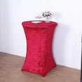 thumbnail image 3 of BalsaCircle Red Round Fitted Cocktail Table Cover Crushed Velvet Tablecloth Party Events Decorations Supplies, 3 of 8