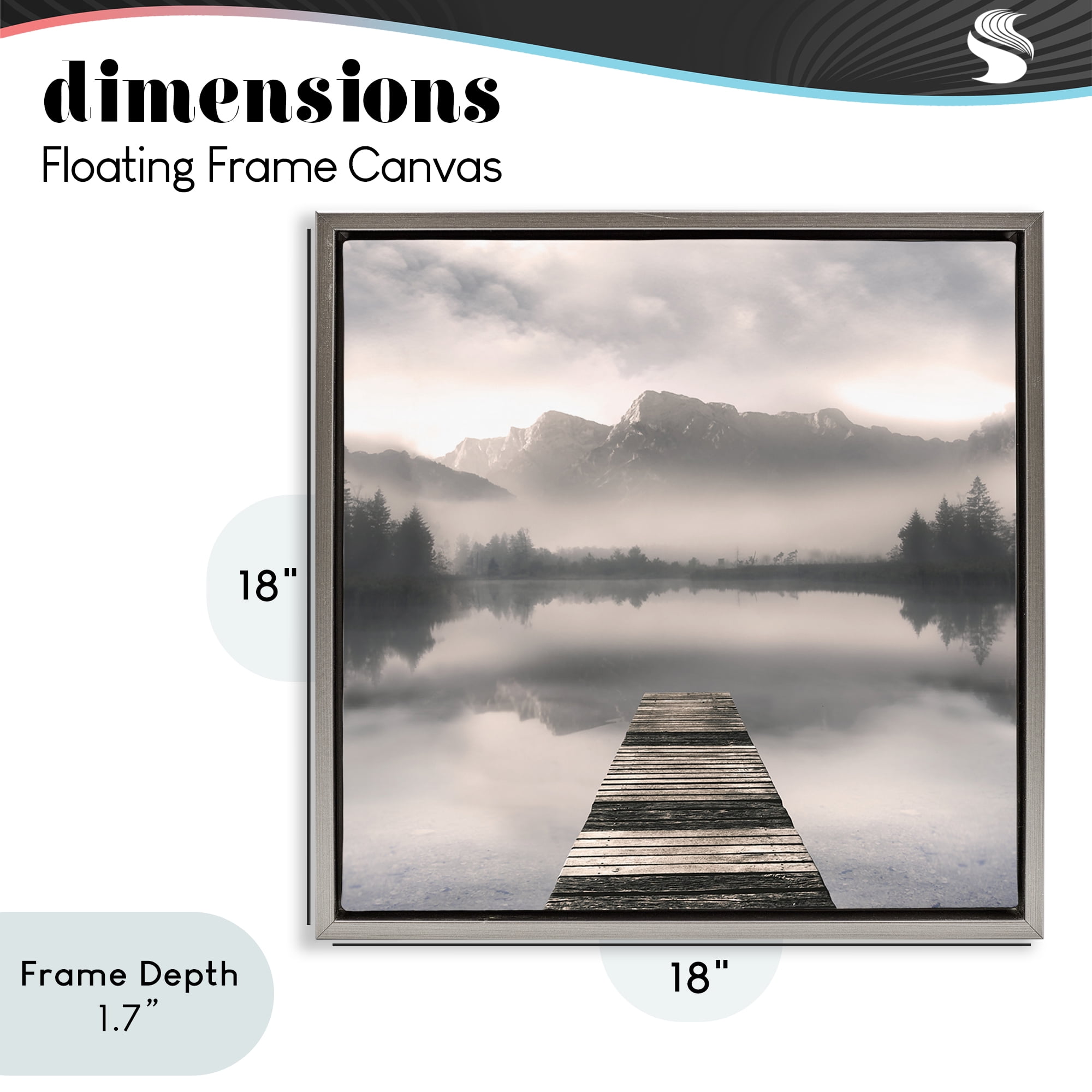 Stupell Industries Calm Reflective Waters & Mountains Gray Framed Floater Canvas Wall Art, design by Irene Weisz