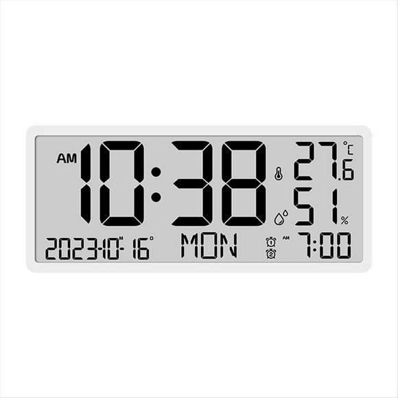 Reloj Despertador Electrónico Digital LCD con Batería, con Visualización de Temperatura, Humedad, Fecha y Hora, para Escritorio y Pared A